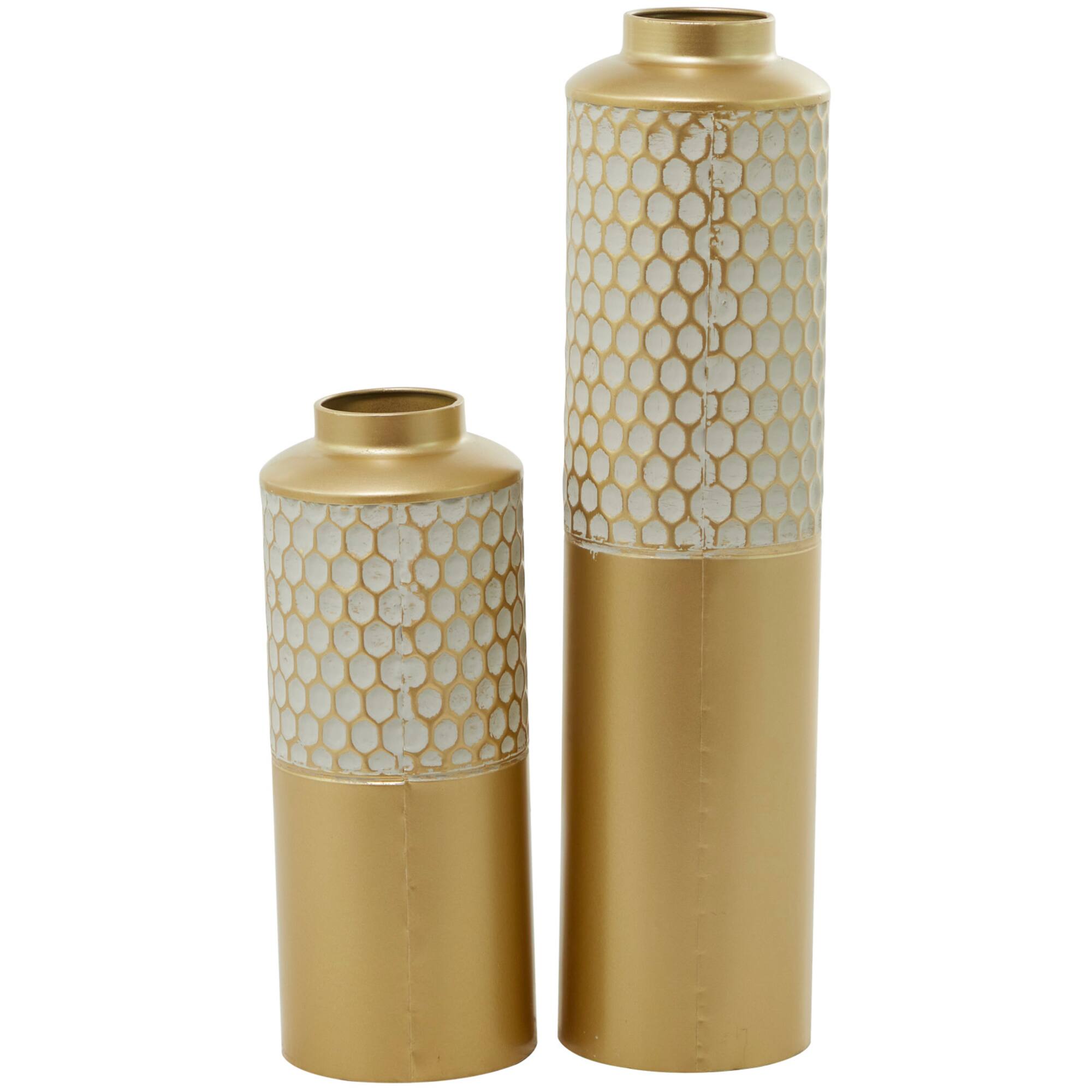 Light Grey Metal Glam Vase, Set of 2